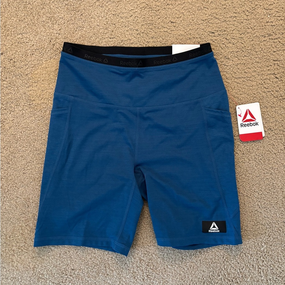 NWT Reebok Blue High-Waist Performance Shorts - Small